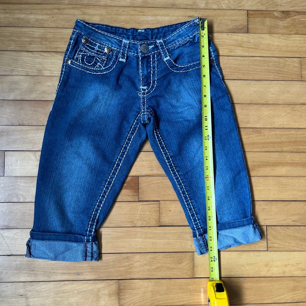 True Religion Joey Big T Blue Denim Cropped Jeans Made in USA Size 26 Low Rise - Picture 3 of 11
